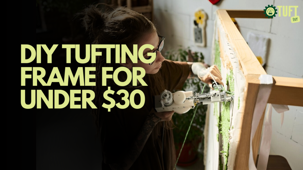 young woman operating in tufting frame