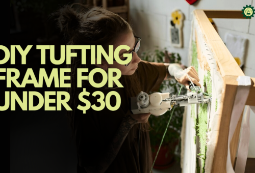 young woman operating in tufting frame