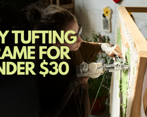 young woman operating in tufting frame